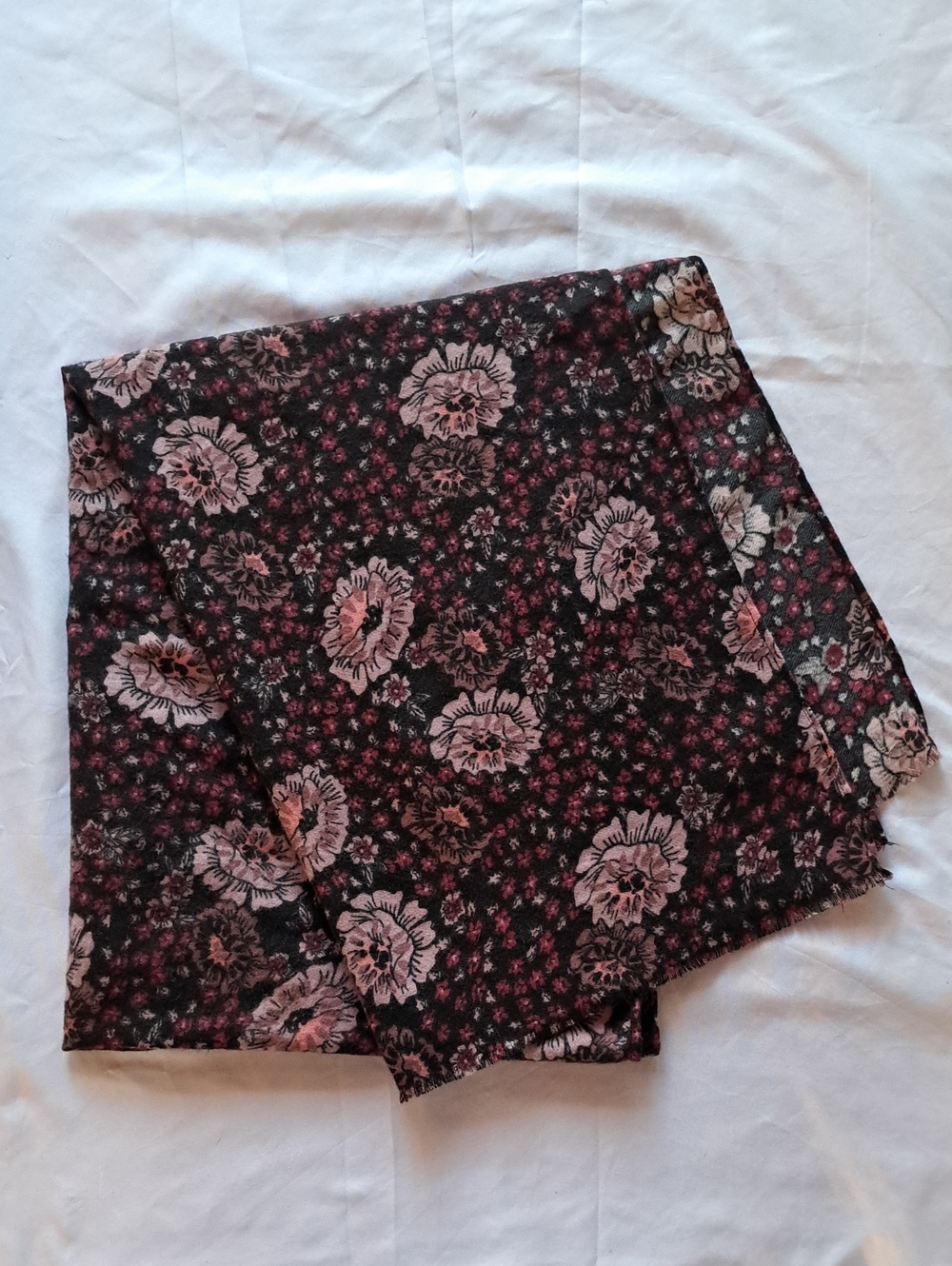 Joe Fresh Black Scarf with Pink Floral Print